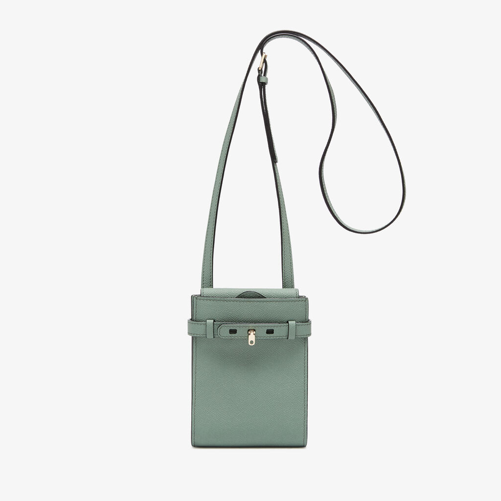 Valextra Borsa a Tracolla Brera B-Tracollina Slim Micro | Pelle di vitello Millepunte | Verde Eucalipto | Valextra