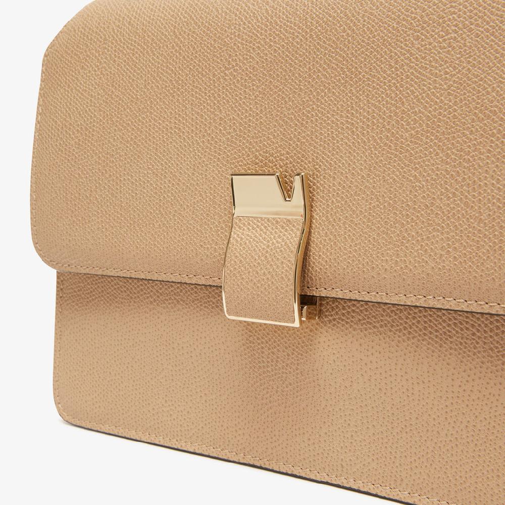 Valextra Borsa A Tracolla Comoda E Versatile In Pelle Beige | Valextra