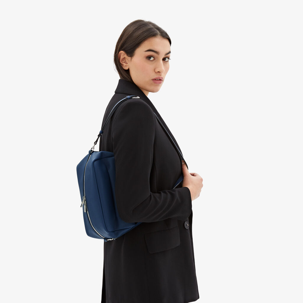 Valextra Borsa A Tracolla Da Donna Di Lusso In Pelle Blu Zaffiro | Valextra