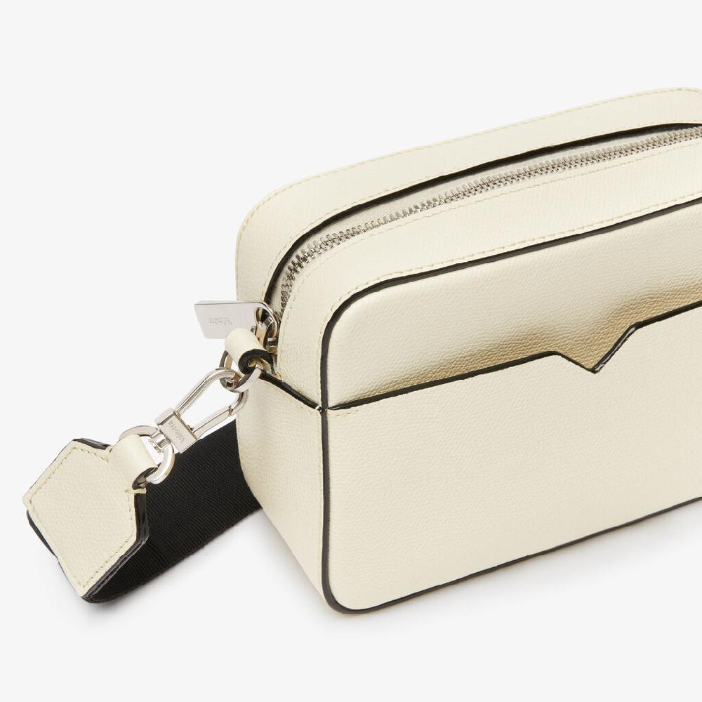 Valextra Borsa A Tracolla Da Uomo Di Lusso In Pelle Bianca | Valextra V-Line