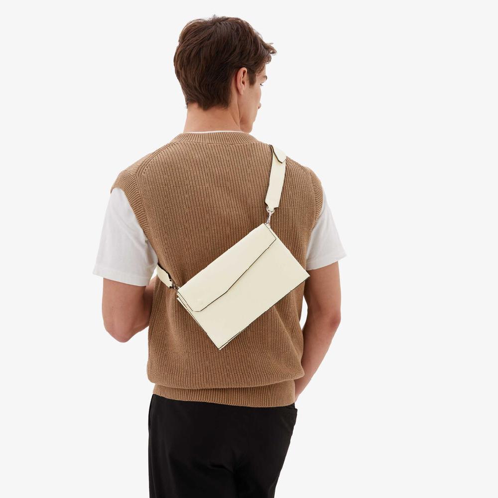 Valextra Borsa A Tracolla Da Uomo In Pelle Bianca | Valextra Pocket