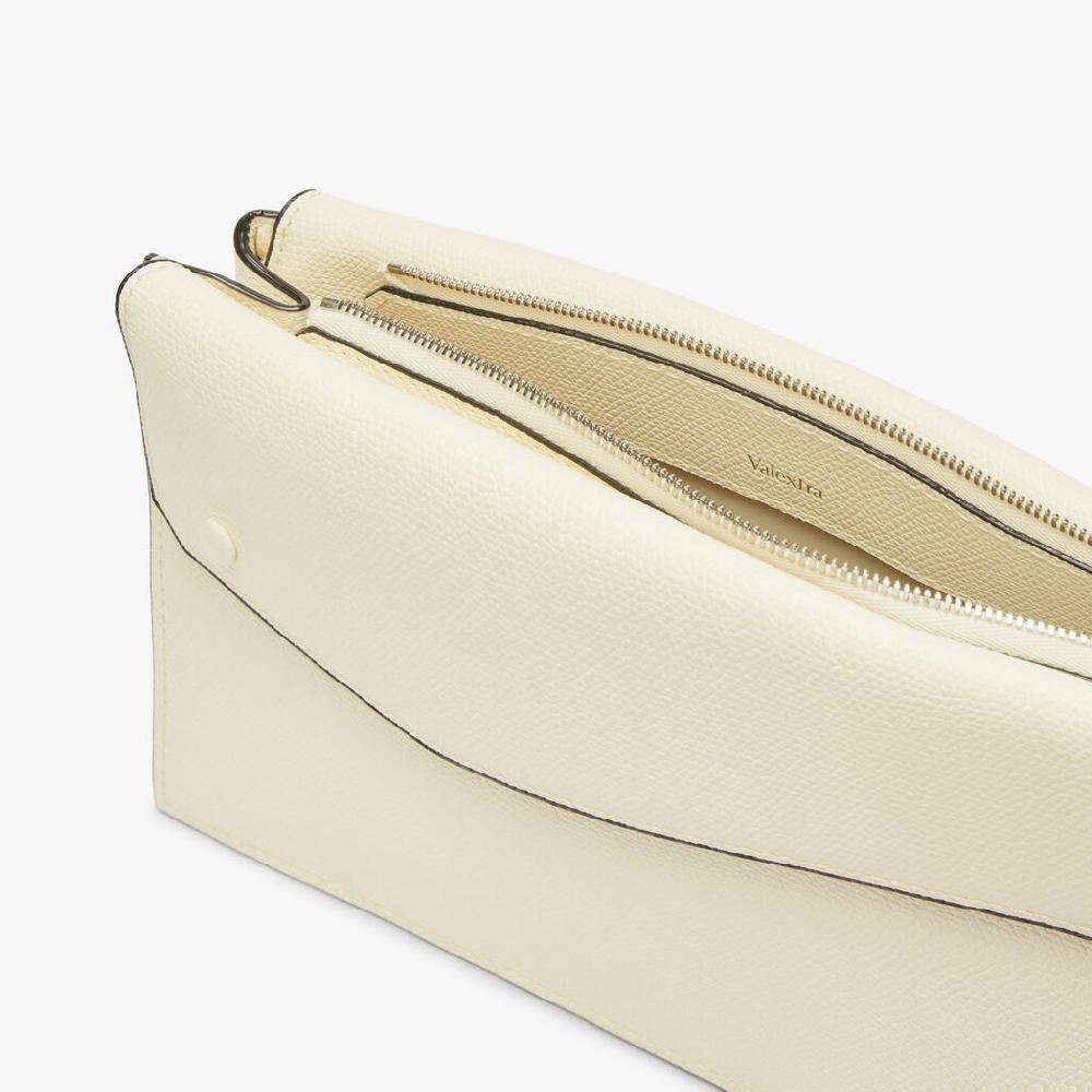 Valextra Borsa A Tracolla Da Uomo In Pelle Bianca | Valextra Pocket