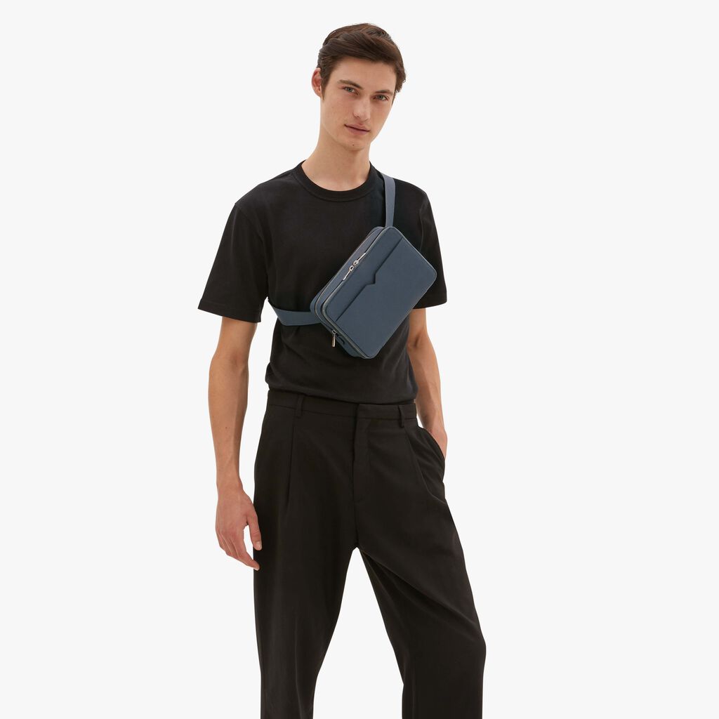 Valextra Borsa A Tracolla Da Uomo In Pelle Grigia | Valextra V-Line