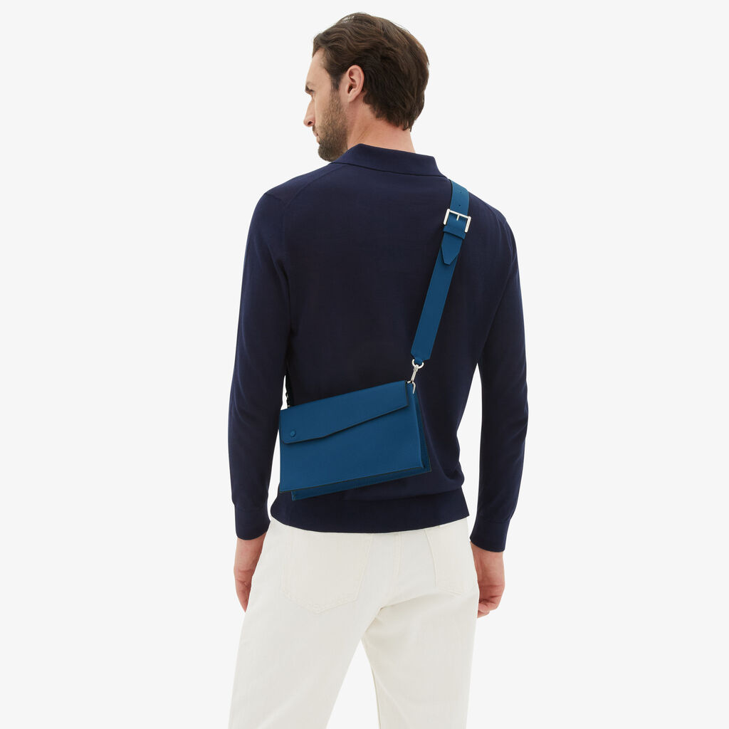Valextra Borsa A Tracolla Da Uomo Mini In Pelle Blu | Valextra Pocket