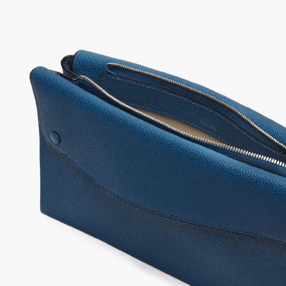 Valextra Borsa A Tracolla Da Uomo Mini In Pelle Blu | Valextra Pocket
