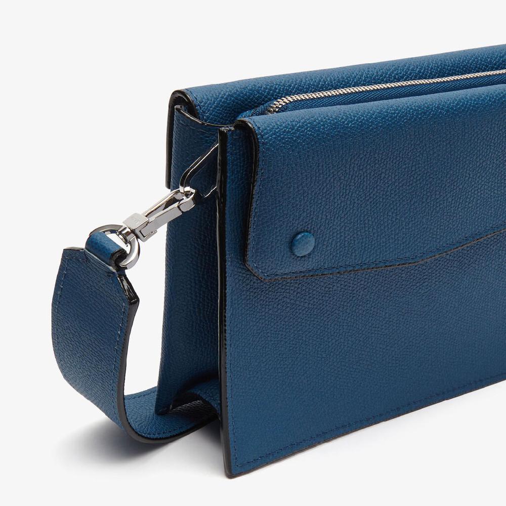 Valextra Borsa A Tracolla Da Uomo Mini In Pelle Blu | Valextra Pocket