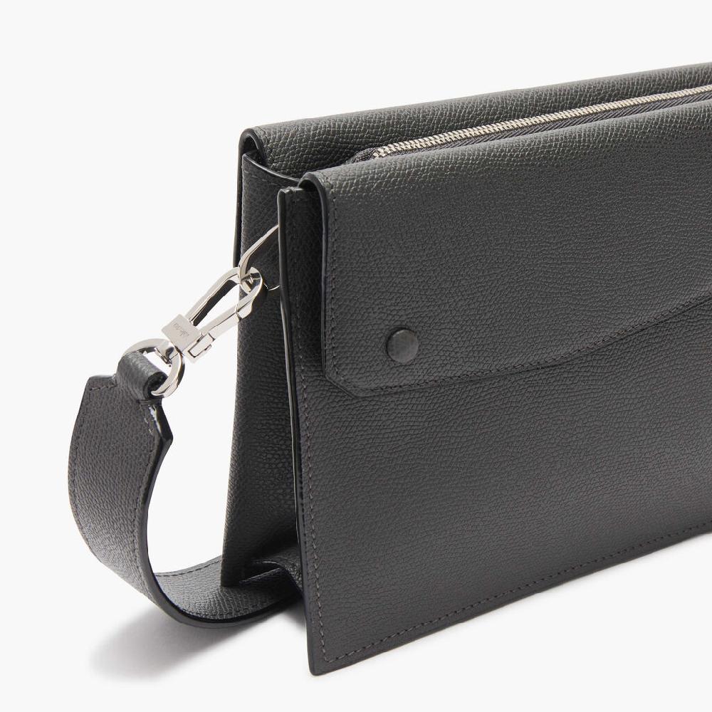 Valextra Borsa A Tracolla Da Uomo Mini In Pelle Grigia | Valextra Pocket