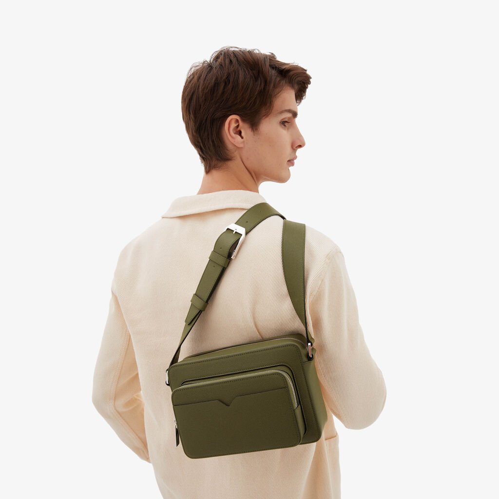 Valextra Borsa A Tracolla Da Uomo Verde Militare | Valextra V-Line