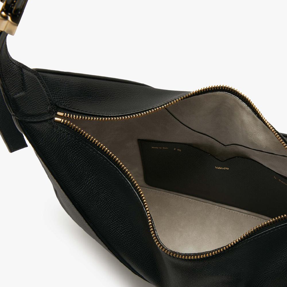 Valextra Borsa A Tracolla Hobo Da Donna In Pelle Nera | Valextra Vivi