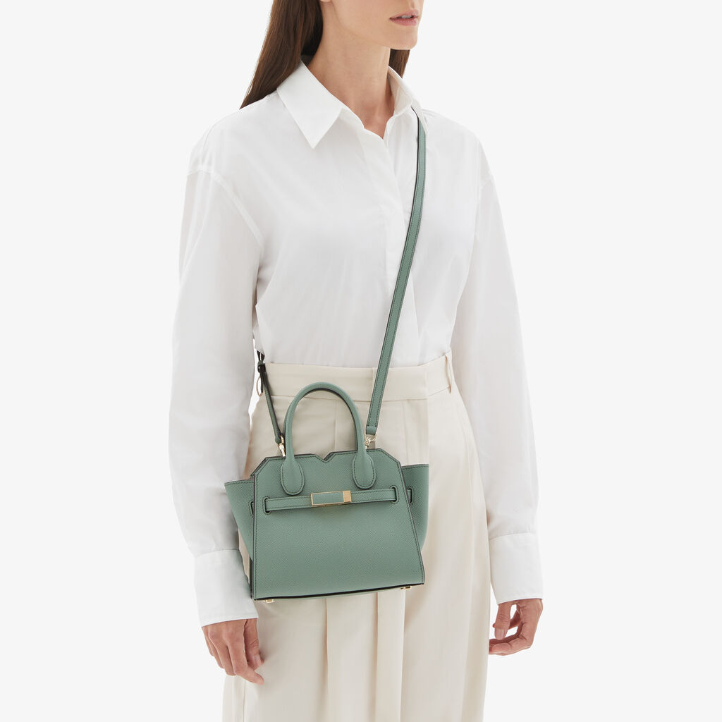 Valextra Borsa A Tracolla Milano Micro | Pelle Di Vitello Millepunte Soft | Verde Eucalipto | Valextra