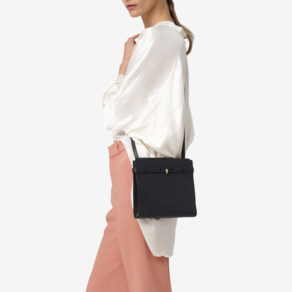 Valextra Borsa A Tracolla Mini In Pelle Nera | Valextra Brera