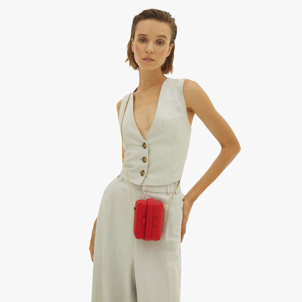 Valextra Borsa A Tracolla Nano Minimal In Pelle Rossa | Valextra Tric Trac