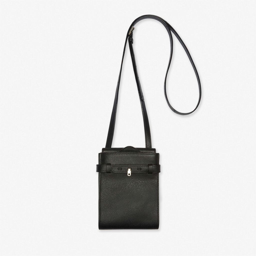 Valextra Borsa a tracolla slim Micro in Pelle Nera | Valextra Brera