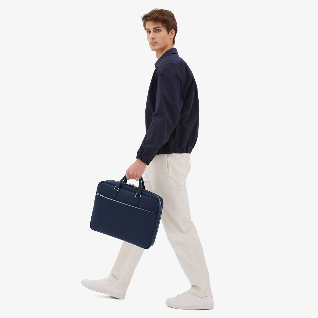 Valextra Borsa Business Media In Pelle Blu | Valextra Avietta