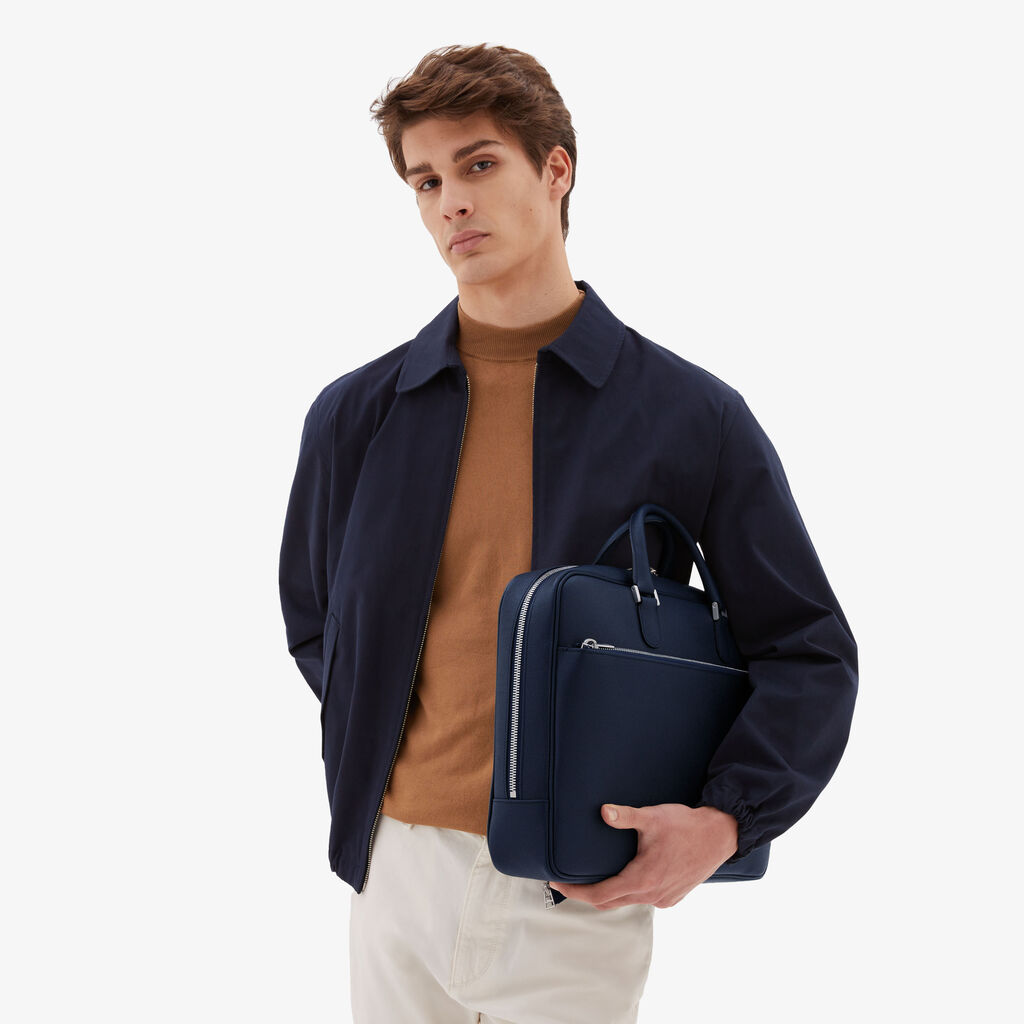 Valextra Borsa Business Media In Pelle Blu | Valextra Avietta