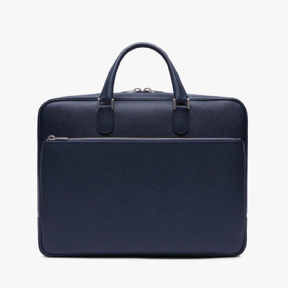 Valextra Borsa business Media in Pelle Blu | Valextra Avietta