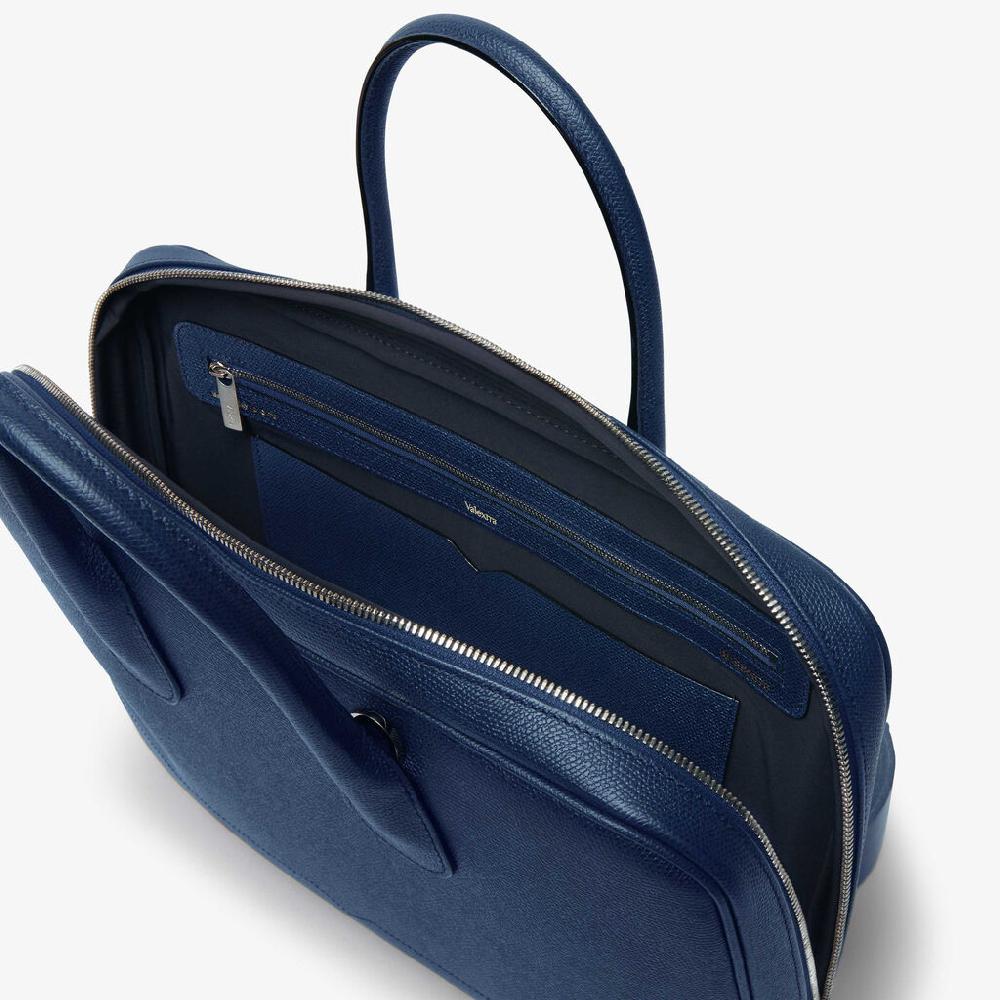 Valextra Borsa Da Computer Uomo In Pelle Blu Zaffiro | Valextra My Logo