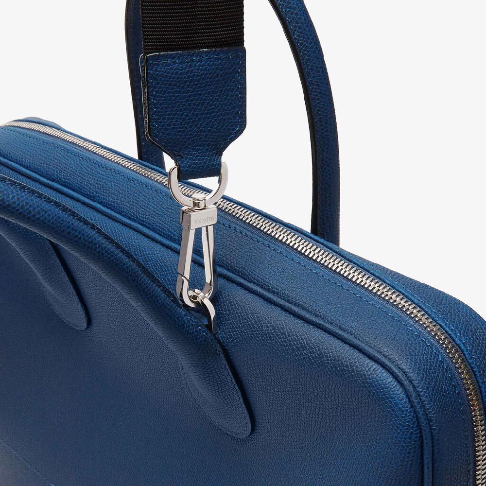 Valextra Borsa Da Computer Uomo In Pelle Blu Zaffiro | Valextra My Logo