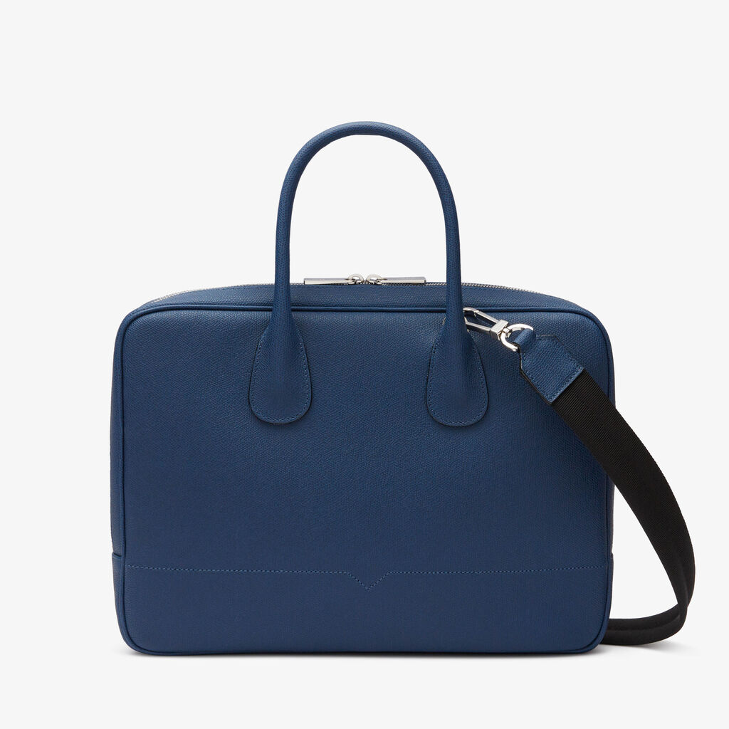 Valextra Borsa da computer Uomo in Pelle Blu Zaffiro | Valextra My Logo