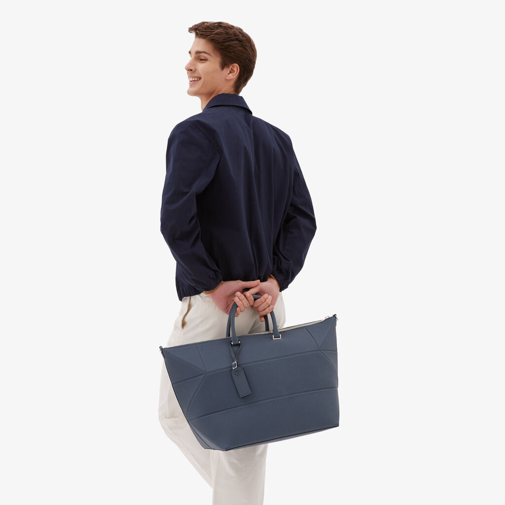 Valextra Borsa Da Viaggio Spaziosa In Pelle Grigia | Valextra Poliedrica