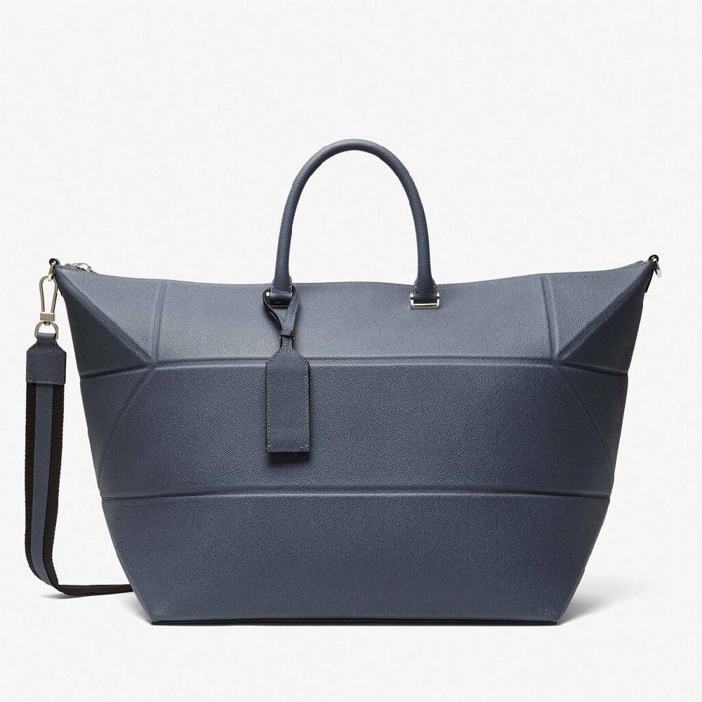 Valextra Borsa da viaggio spaziosa in Pelle Grigia | Valextra Poliedrica