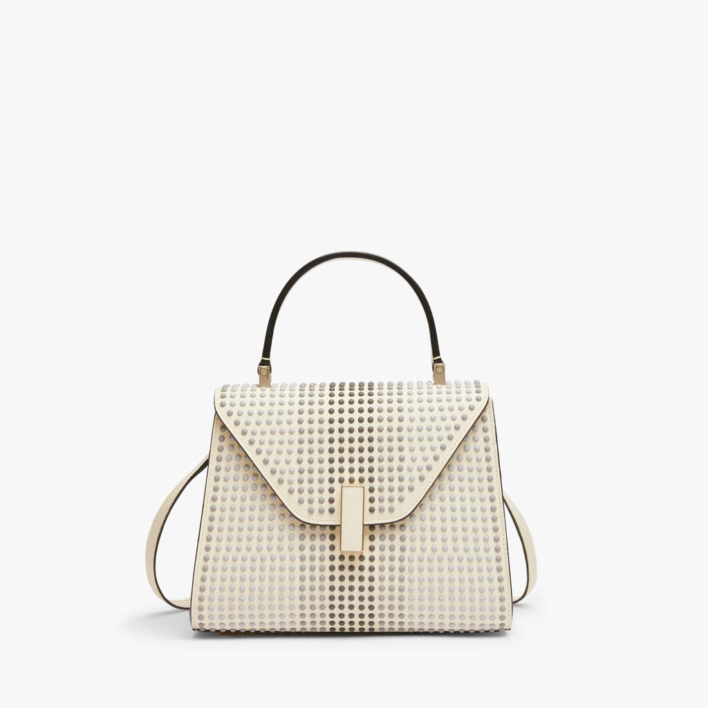 Valextra Borsa Donna con borchie Grigie in Pelle Bianca | Valextra Iside