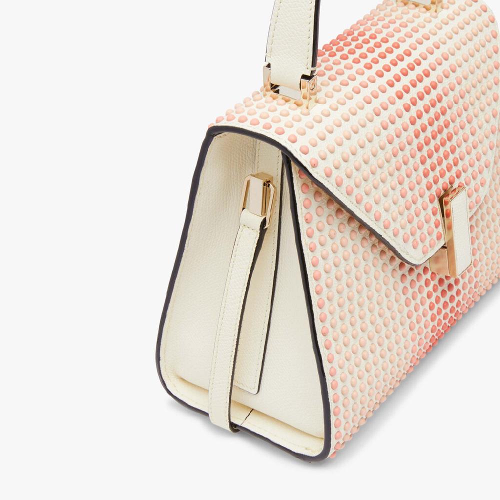 Valextra Borsa Donna Con Borchie Rosa In Pelle Bianca | Valextra Iside