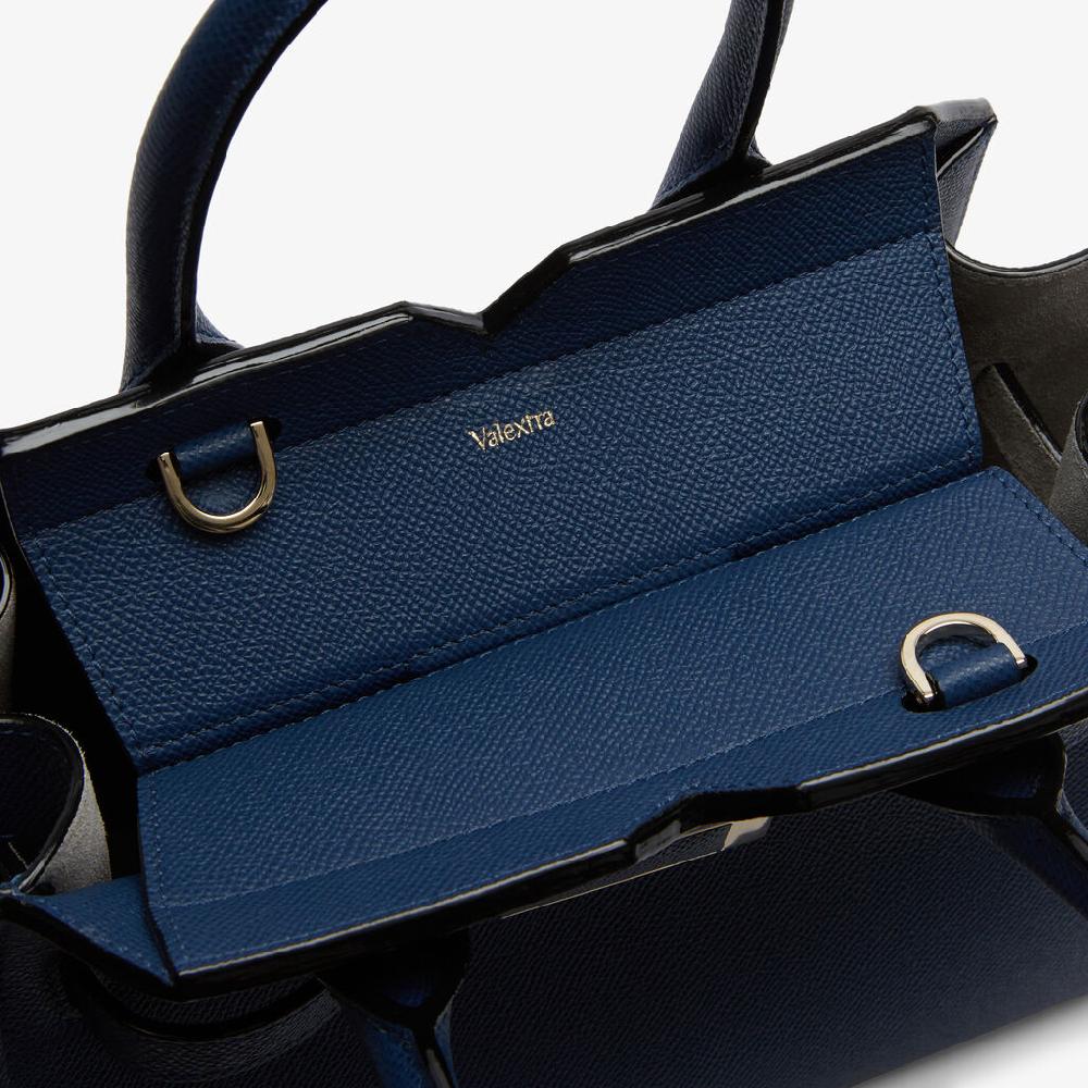 Valextra Borsa Due Manici Da Donna Di Lusso In Pelle Blu Zaffiro | Valextra