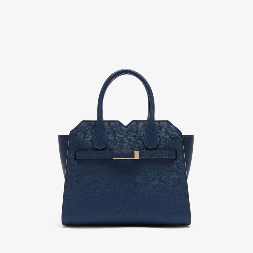 Valextra Borsa due manici da Donna di Lusso in Pelle Blu Zaffiro | Valextra