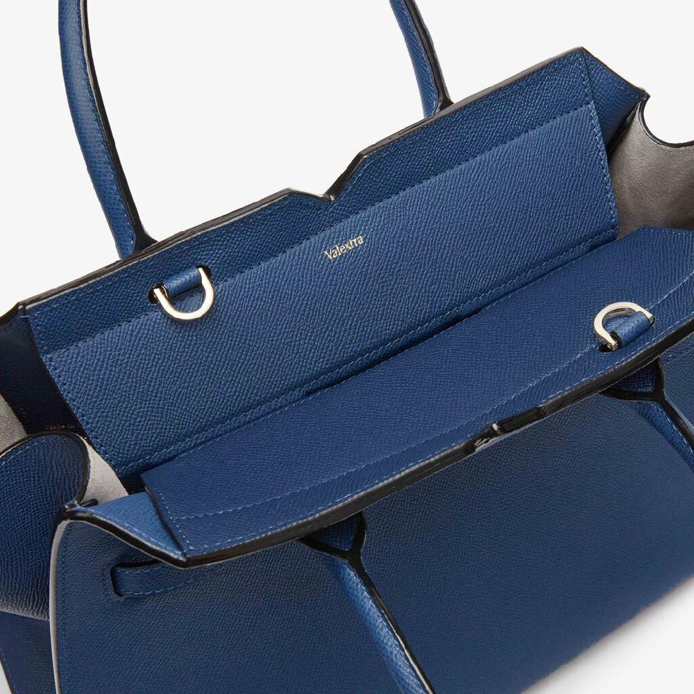Valextra Borsa Due Manici Da Donna In Pelle Blu Zaffiro | Valextra