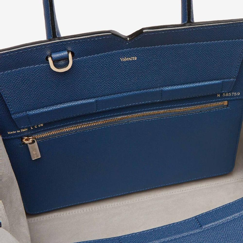 Valextra Borsa Due Manici Da Donna In Pelle Blu Zaffiro | Valextra