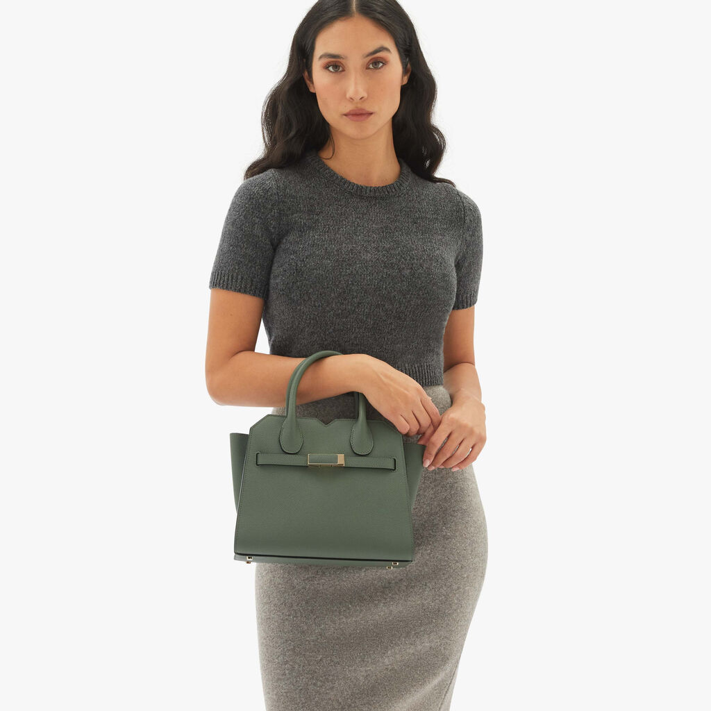 Valextra Borsa Due Manici Da Donna In Pelle Verde Di Lusso | Valextra