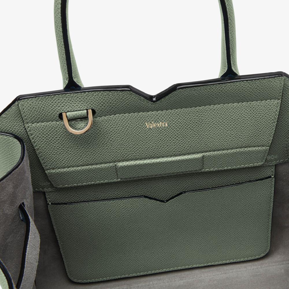 Valextra Borsa Due Manici Da Donna In Pelle Verde Di Lusso | Valextra