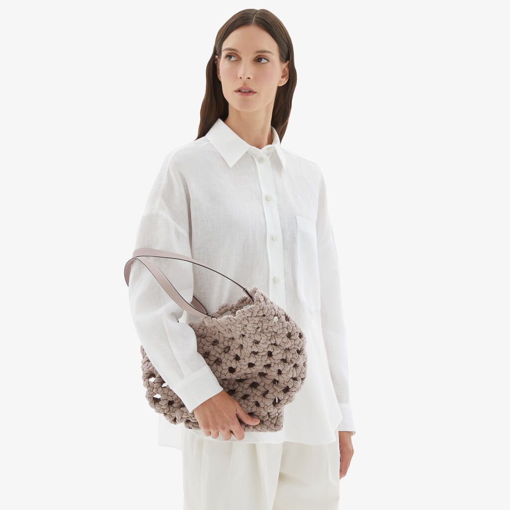 Valextra Borsa Due Manici Da Donna In Tessuto Rosa Intrecciato | Valextra