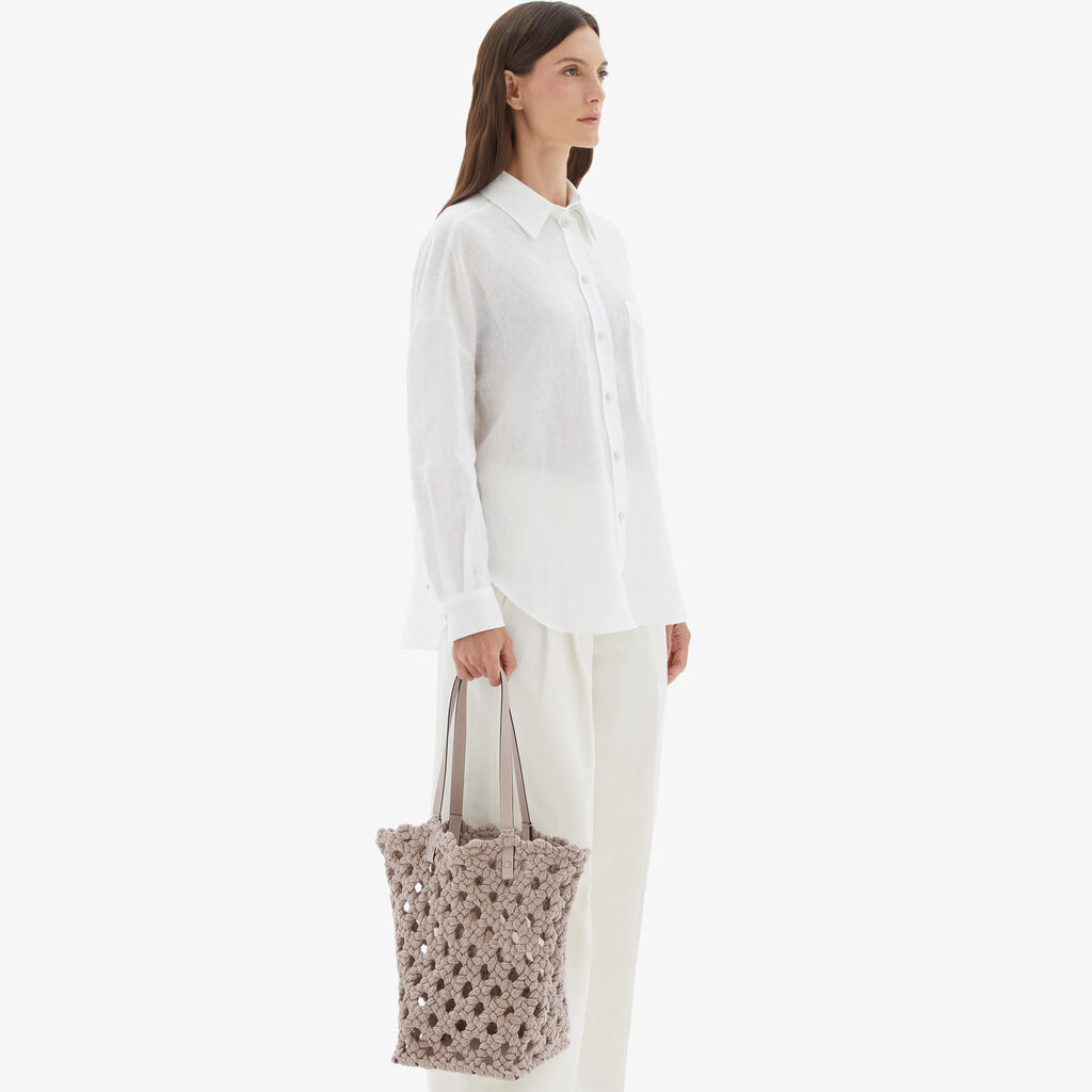 Valextra Borsa Due Manici Da Donna In Tessuto Rosa Intrecciato | Valextra