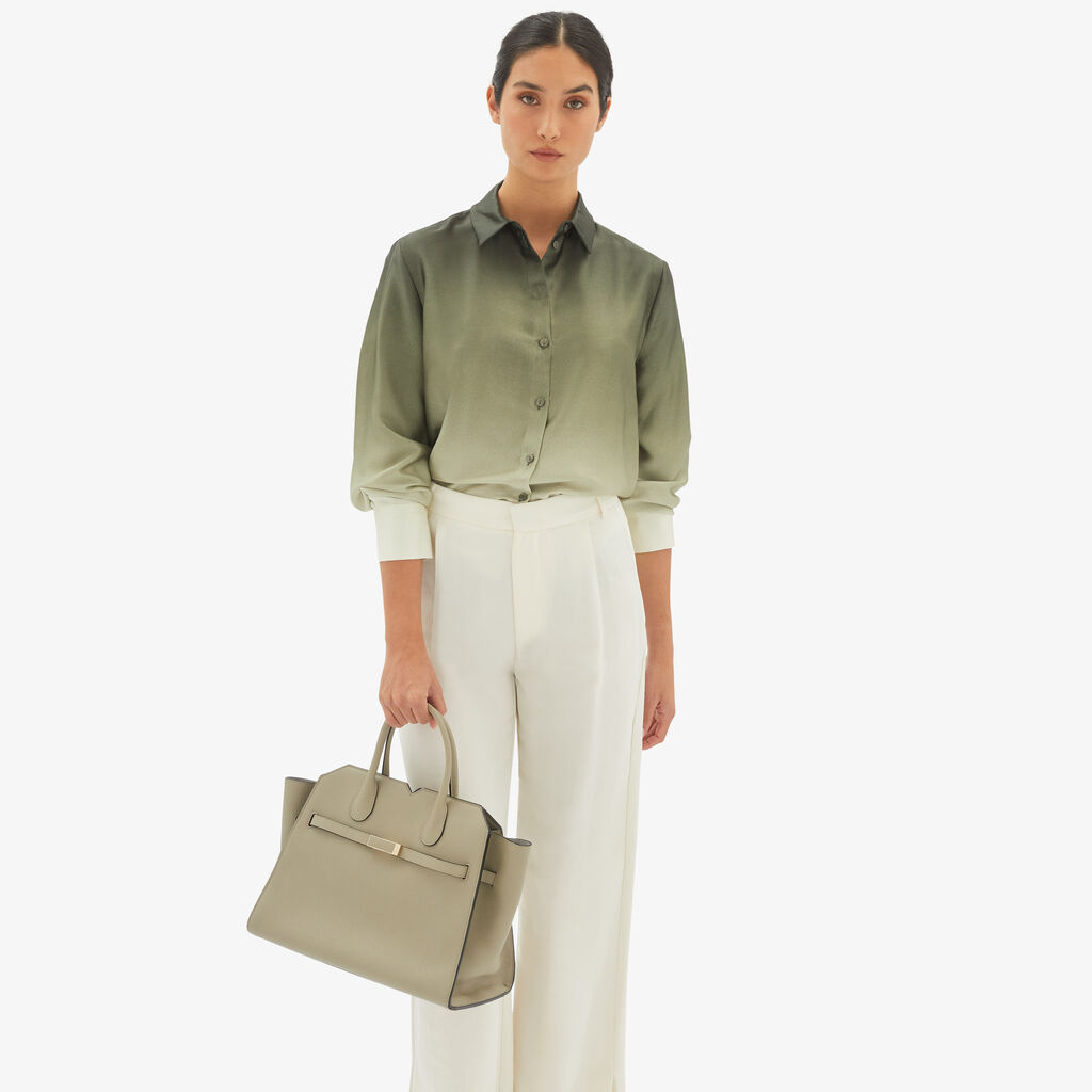 Valextra Borsa Due Manici Donna Di Lusso In Pelle Verde Tundra | Valextra