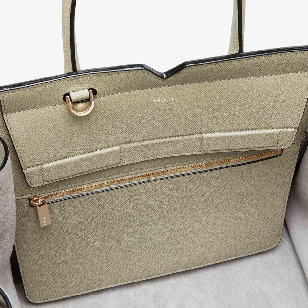 Valextra Borsa Due Manici Donna Di Lusso In Pelle Verde Tundra | Valextra