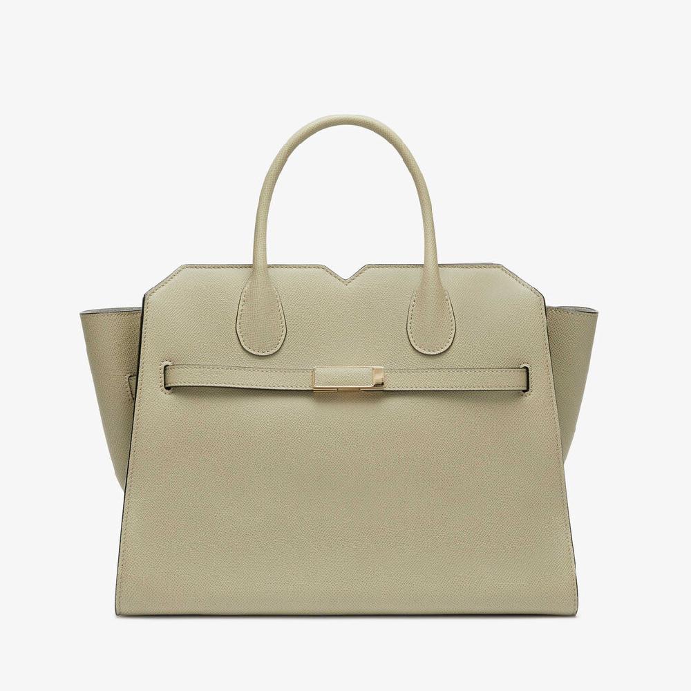 Valextra Borsa due manici Donna di Lusso in pelle Verde tundra | Valextra