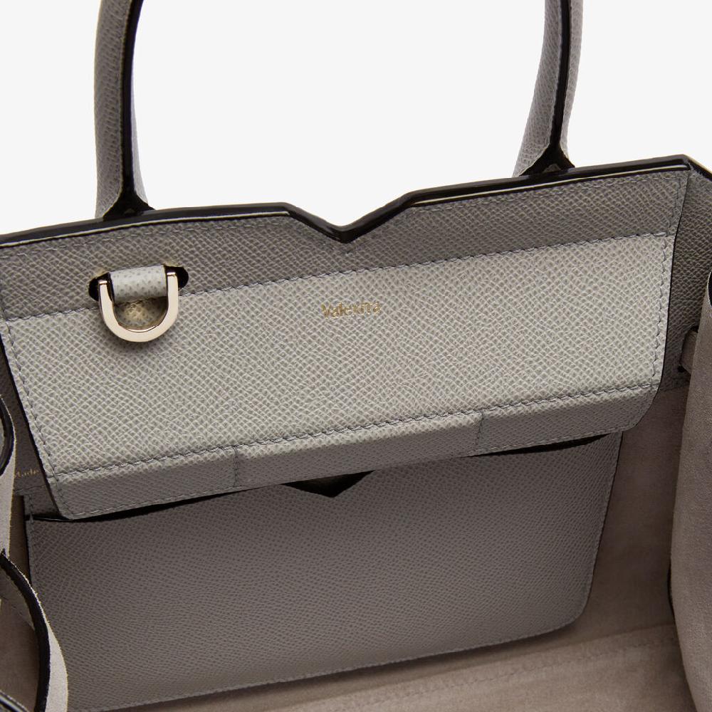 Valextra Borsa Due Manici Donna Mini In Pelle Grigia Chiara | Valextra