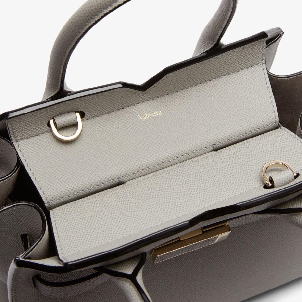 Valextra Borsa Due Manici Donna Mini In Pelle Grigia Chiara | Valextra