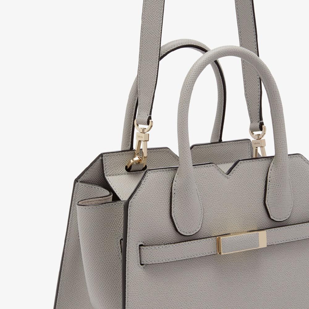Valextra Borsa Due Manici Donna Mini In Pelle Grigia Chiara | Valextra