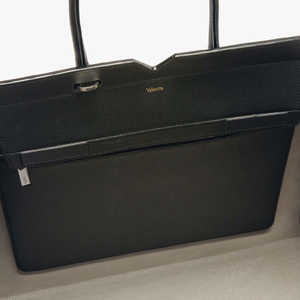 Valextra Borsa Due Manici Grande Da Donna Di Lusso In Pelle Nera | Valextra