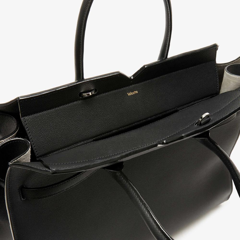 Valextra Borsa Due Manici Grande Da Donna Di Lusso In Pelle Nera | Valextra