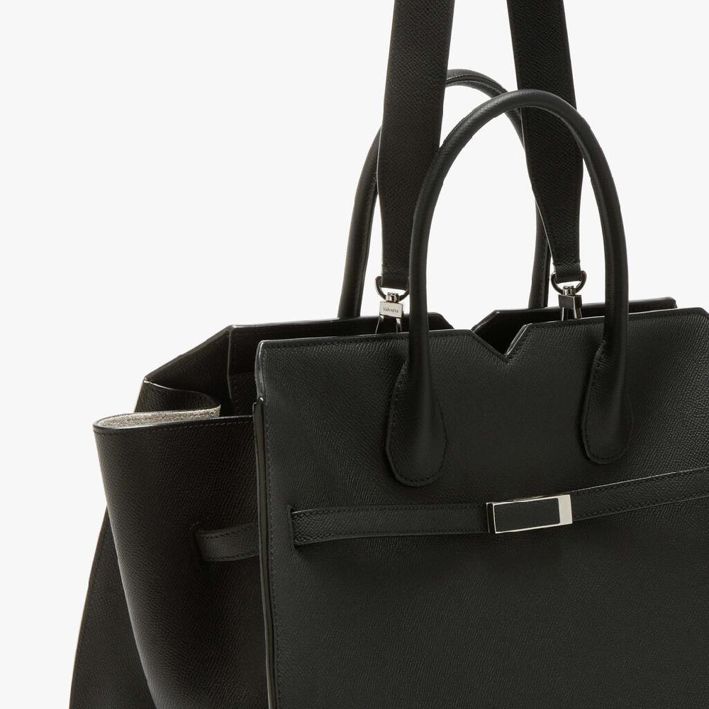Valextra Borsa Due Manici Grande Da Donna Di Lusso In Pelle Nera | Valextra