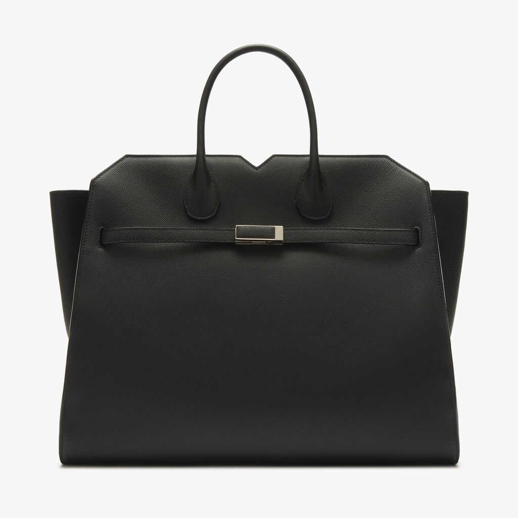 Valextra Borsa due manici grande da Donna di Lusso in Pelle Nera | Valextra