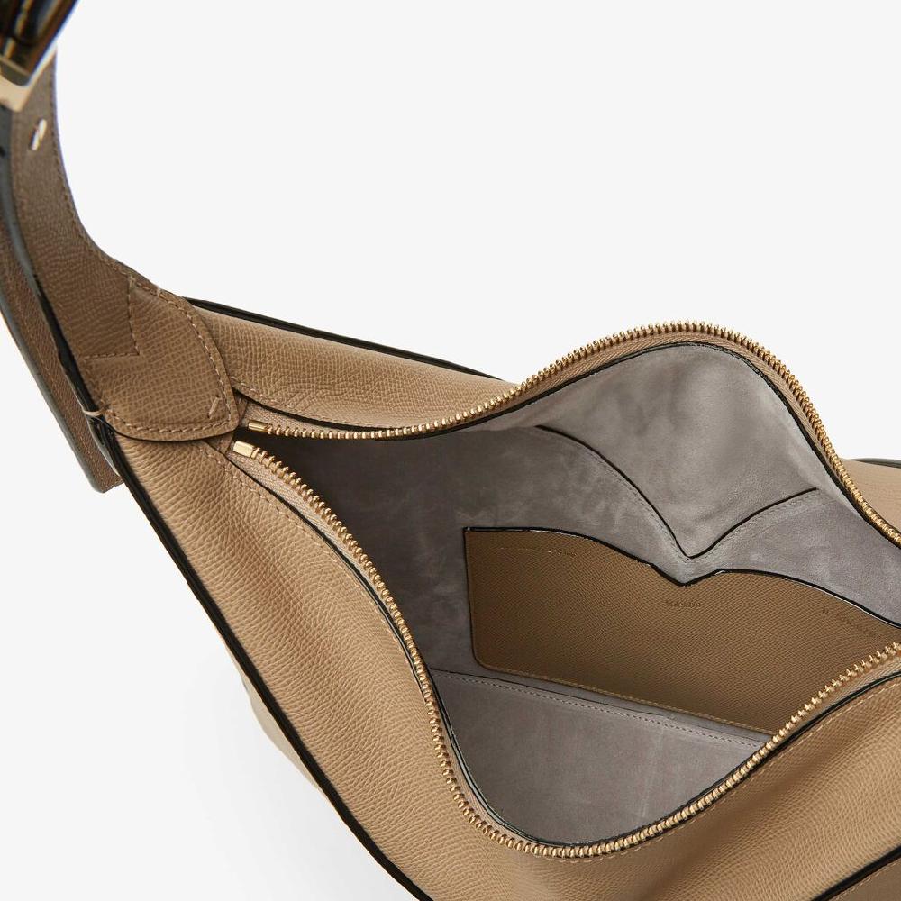 Valextra Borsa Hobo Da Donna Di Lusso In Pelle Rigida Beige | Valextra Vivi