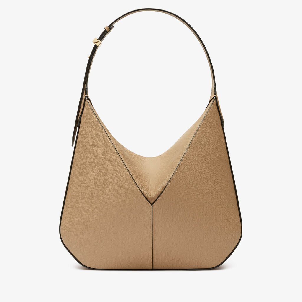 Valextra Borsa hobo da Donna di Lusso in Pelle rigida Beige | Valextra Vivi