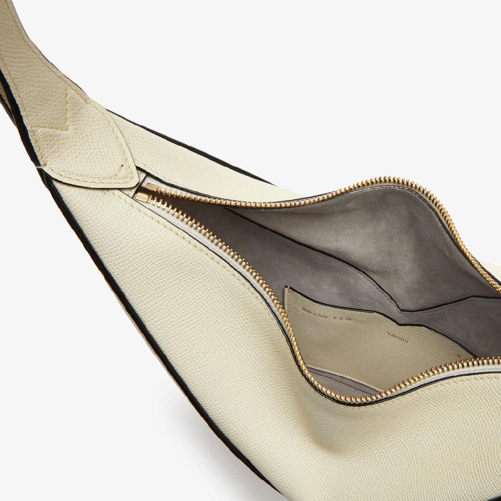 Valextra Borsa Hobo Vivi Mini | Pelle Di Vitello Millepunte Soft | Bianco Pergamena | Valextra