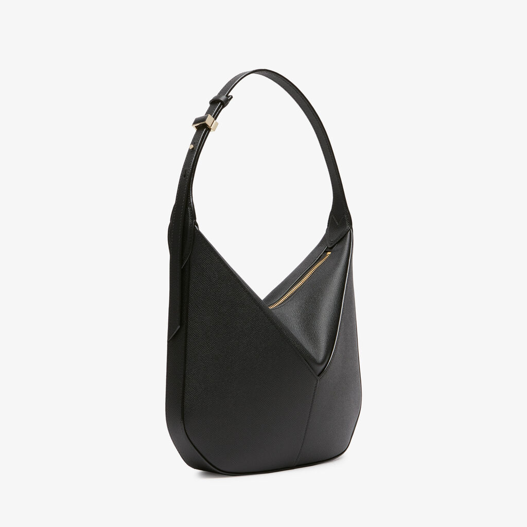 Valextra Borsa Hobo Vivi Mini | Pelle Di Vitello Millepunte Soft | Nero | Valextra