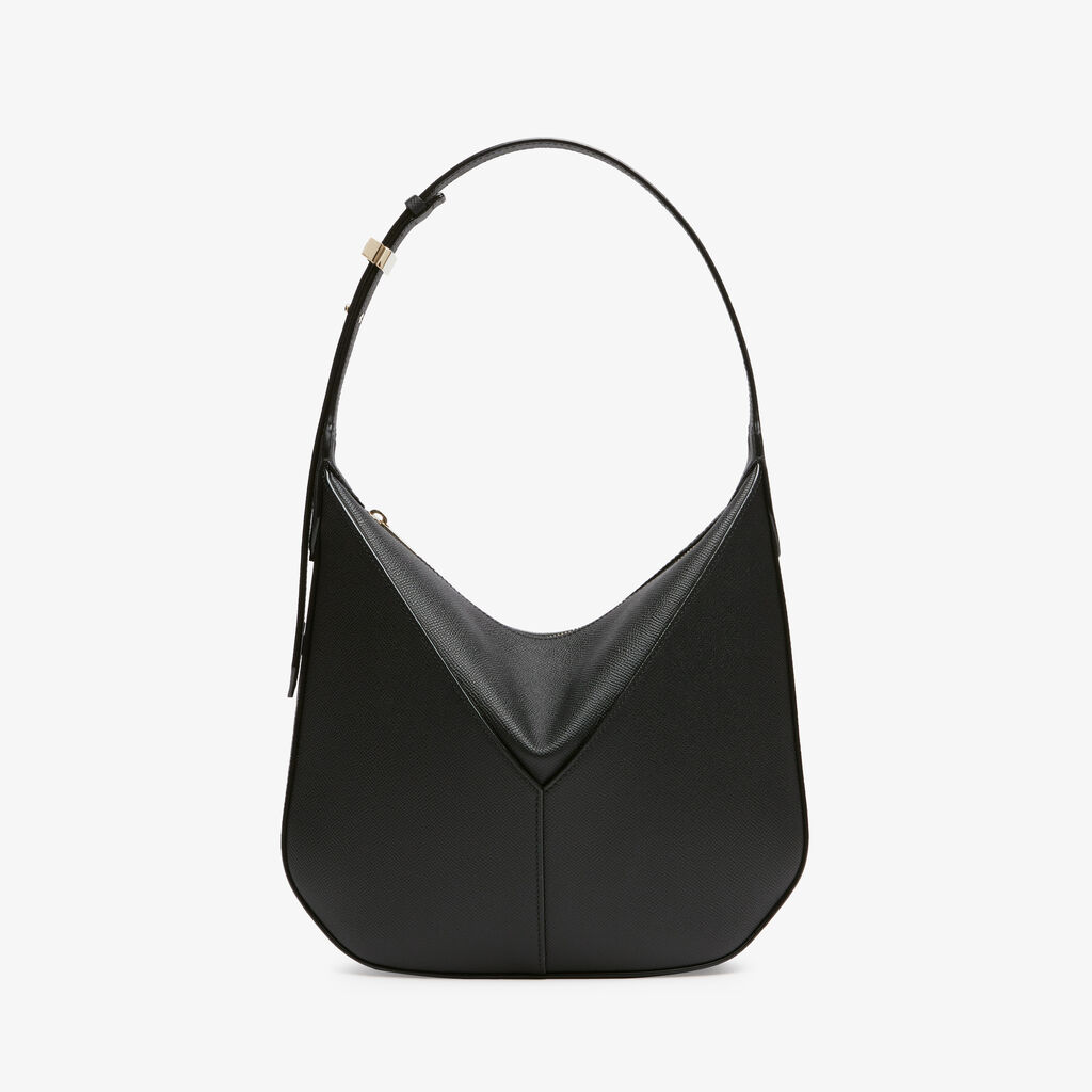 Valextra Borsa Hobo Vivi Mini | Pelle di vitello Millepunte Soft | Nero | Valextra